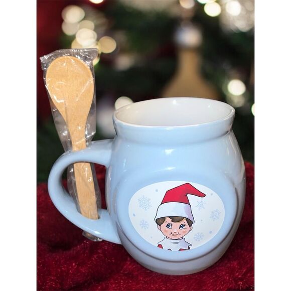 Elf on the Shelf Christmas Coffee Cocoa Mug Blue 4" Festive Holiday Decor EUC - Picture 2 of 7